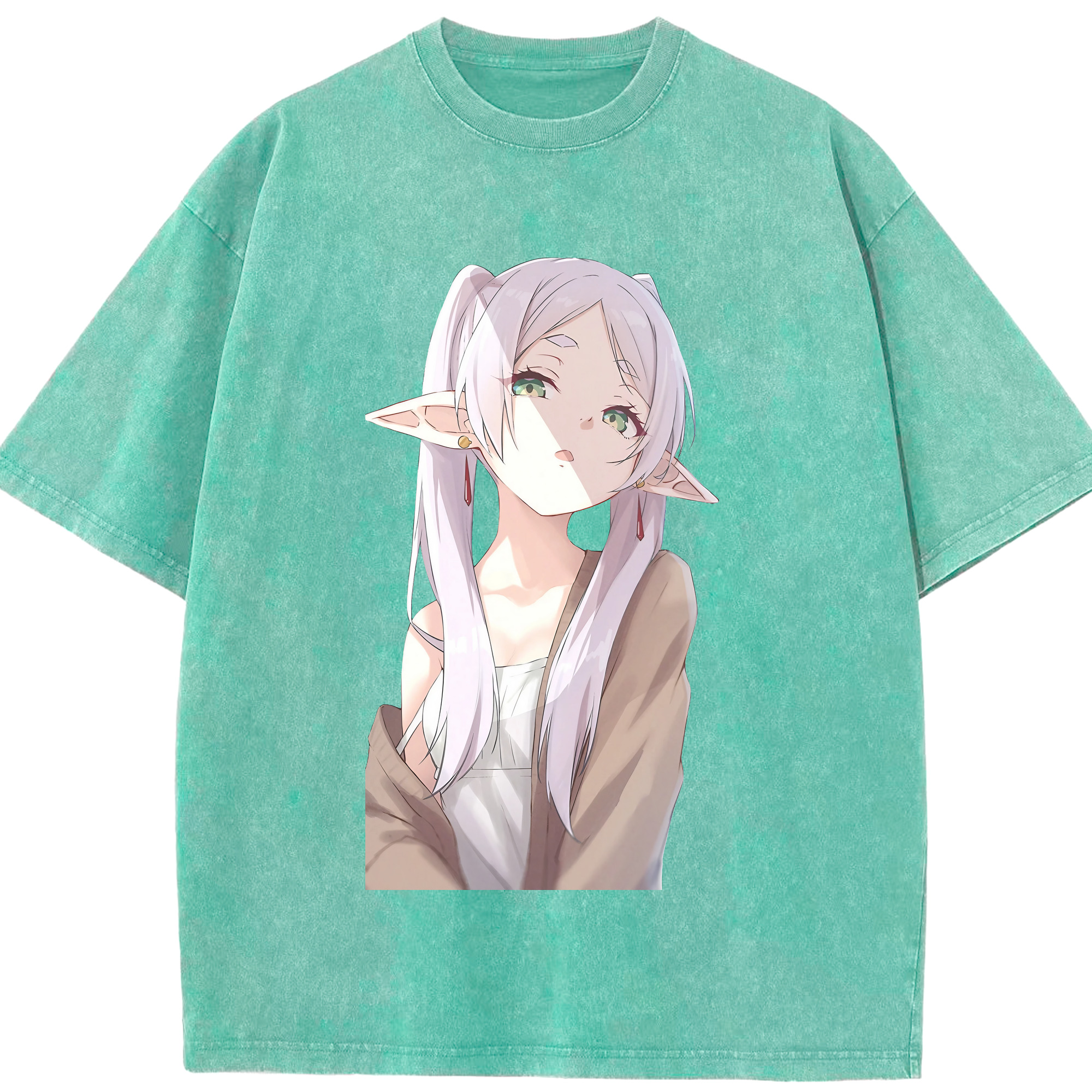 （画像用） 葬送のフリーレン Frieren 綿100% ヴィンテージ風 半袖Tシャツ（フロントプリント）